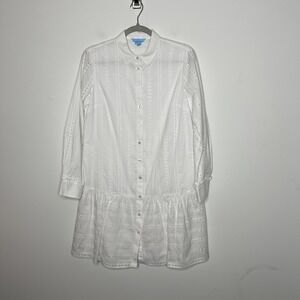 Draper‎ James Dress Womens 4 White Eyelet Shirt Dress Long Sleeve Lined DRW0642